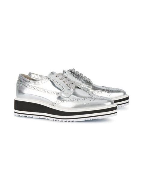 silver brogues prada|Prada brogues farfetch.